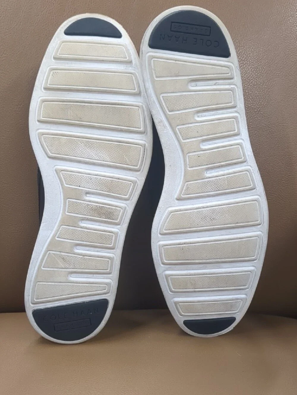 Cole Haan Black Slip-On Leather Loafers with White Sole